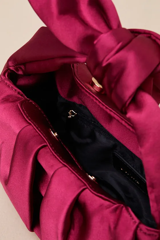 Essential Style Magenta Satin Knot Handle Clutch Bag sold by Lulus product image thumbnail 4