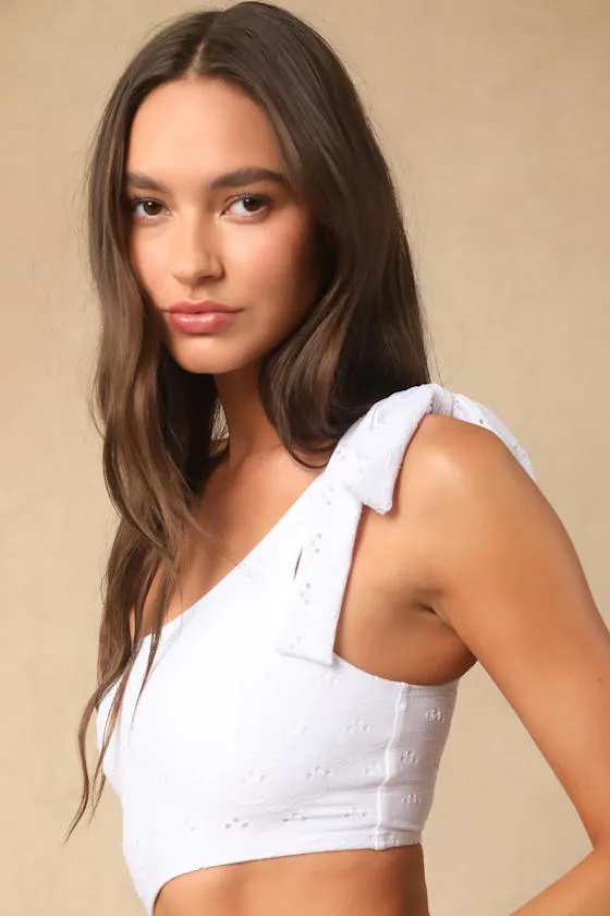 Darielle White Eyelet Embroidered Cutout One-Piece sold by Lulus product image thumbnail 3