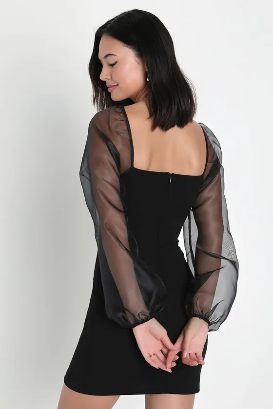 Sophisticated Aura Black Long Sleeve Bodycon Mini Dress sold by Lulus product image thumbnail 3