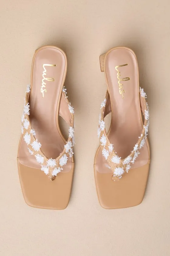 Cachia Natural Raffia Textured High Heel Thong Sandals sold by Lulus