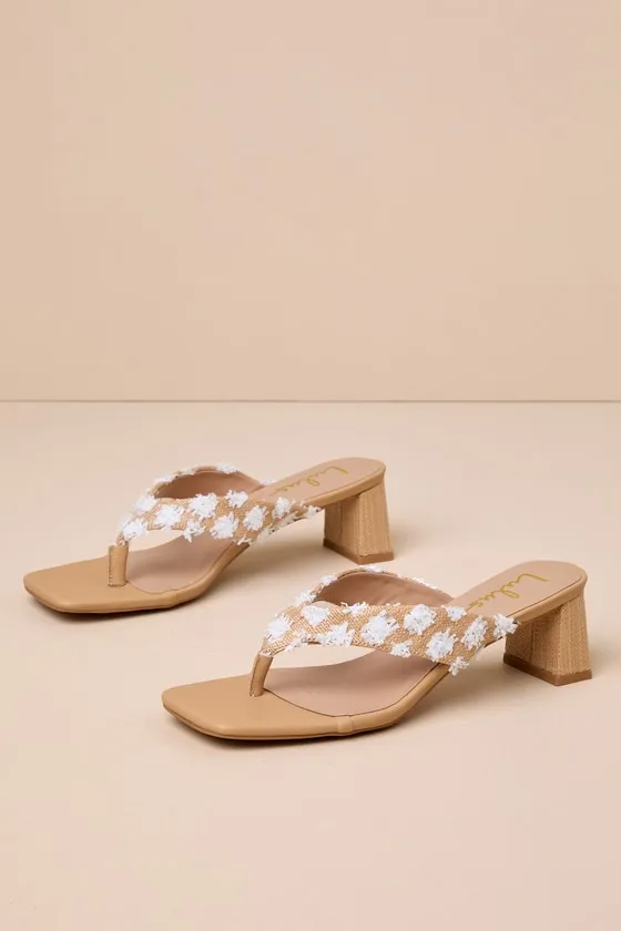 Cachia Natural Raffia Textured High Heel Thong Sandals sold by Lulus product image thumbnail 3