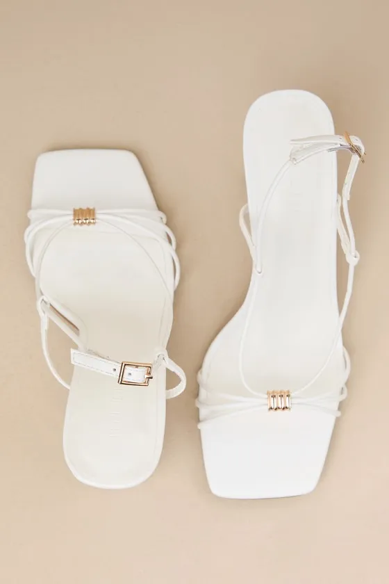 Rayla White Strappy Slingback High Heel Sandals sold by Lulus product image thumbnail 3