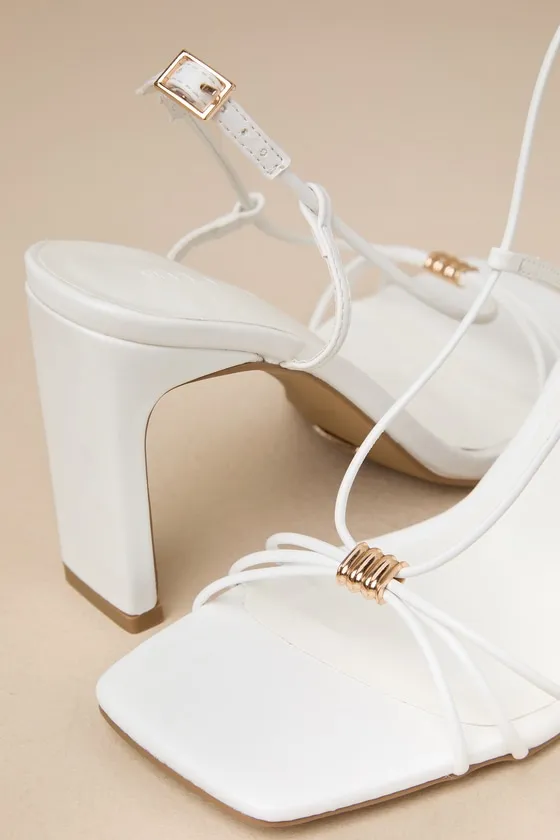 Rayla White Strappy Slingback High Heel Sandals sold by Lulus product image thumbnail 4