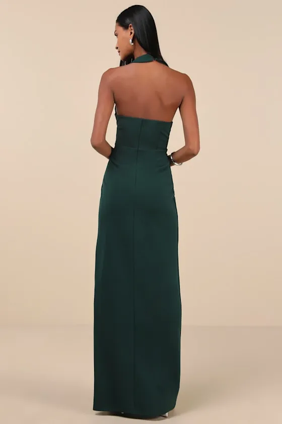 Unforgettable Composure Emerald Asymmetrical Halter Maxi Dress sold by Lulus product image thumbnail 2