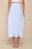 Effortlessly Sunny Blue and White Striped Wrap Midi Skirt sold by Lulus