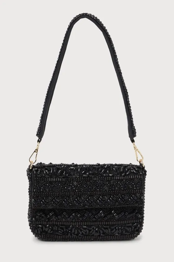 Captivating Aura Black Beaded Shoulder Bag sold by Lulus product image thumbnail 3