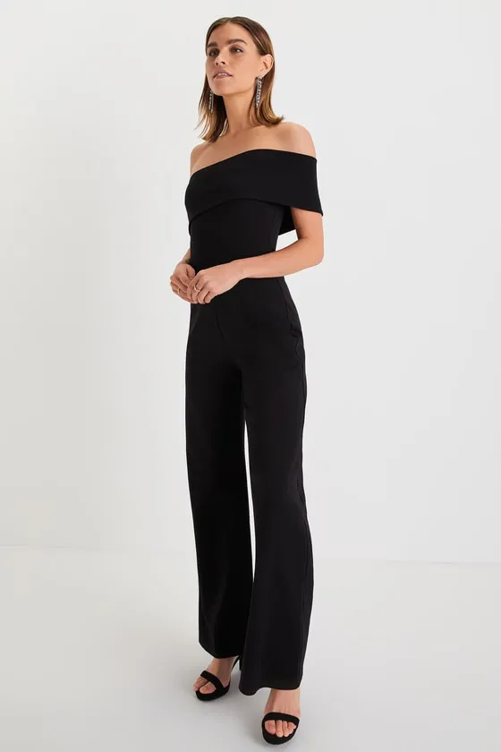 Transcend Time Black One-Shoulder Jumpsuit sold by Lulus product image thumbnail 2