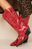 Zaine Garnet Shine Mid-Calf Western Boots sold by Lulus