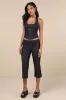Diran Dark Blue Chambray Mid-Rise Capri Trouser Pants sold by Lulus