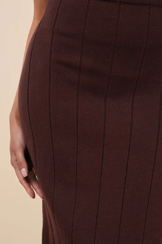 Sophisticated Duo Brown Ribbed Midi Sweater Skirt sold by Lulus product image thumbnail 4