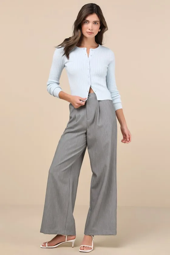 Perfect Classic Light Blue Ribbed Knit Cardigan Sweater sold by Lulus product image thumbnail 2