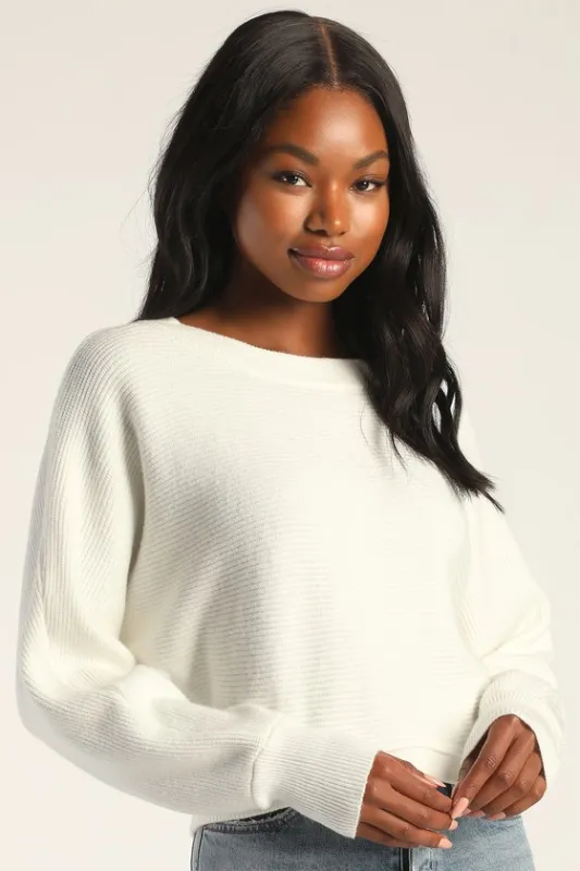 Fireside Flirt Ivory Ribbed Cropped Pullover Sweater sold by Lulus