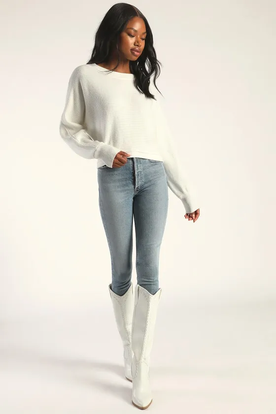 Fireside Flirt Ivory Ribbed Cropped Pullover Sweater sold by Lulus product image thumbnail 2