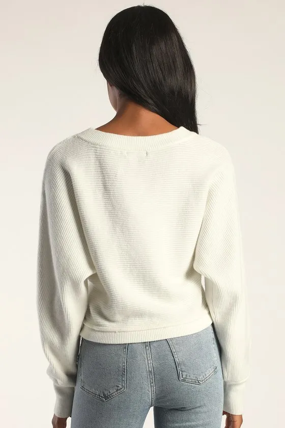 Fireside Flirt Ivory Ribbed Cropped Pullover Sweater sold by Lulus product image thumbnail 3