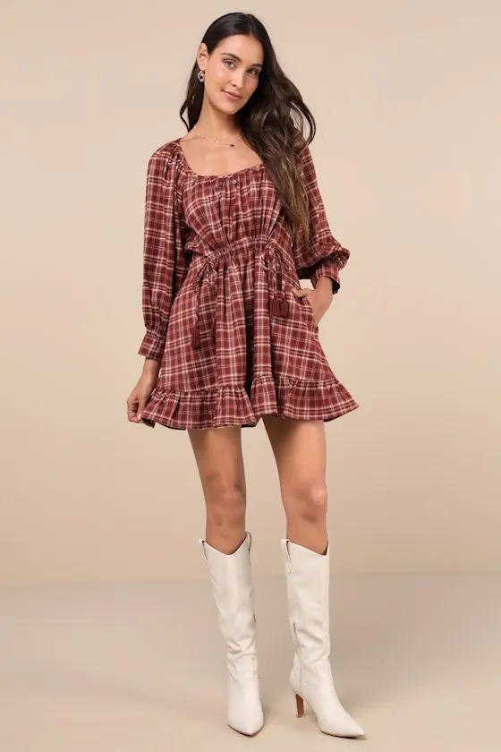 Autumn Perfection Red Plaid Mini Dress With Pockets sold by Lulus product image thumbnail 2