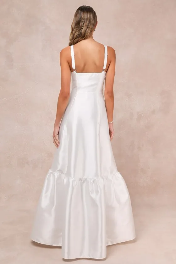 Luxurious Passion White Taffeta Bustier Tiered Maxi Dress sold by Lulus product image thumbnail 2