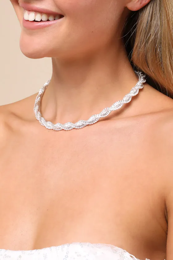 Simply Pristine Silver Rhinestone Choker Necklace sold by Lulus