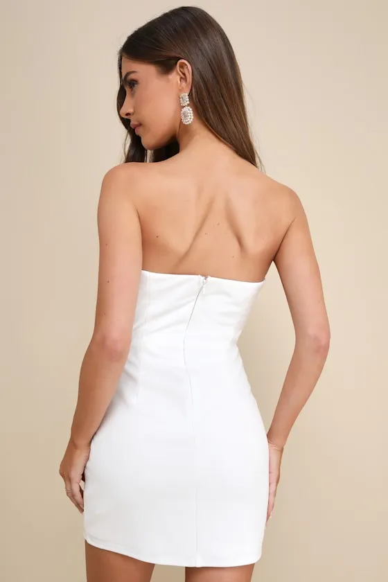 Loving the Feeling White Strapless Bodycon Mini Dress sold by Lulus product image thumbnail 4