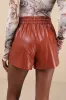 Casual Luxury Rust Brown Vegan Leather Drawstring Shorts sold by Lulus
