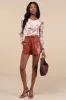 Casual Luxury Rust Brown Vegan Leather Drawstring Shorts sold by Lulus