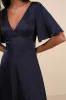 Elegant Confidence Navy Satin Flutter Sleeve Cutout Maxi Dress sold by Lulus