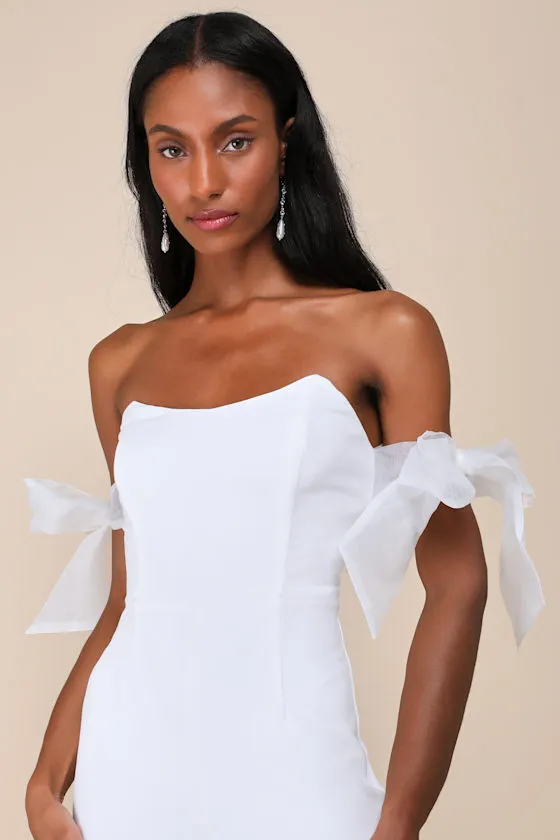 Pristine Aura White Tie-Strap Off-the-Shoulder Jumpsuit sold by Lulus product image thumbnail 4