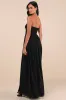 Luxe Favorite Black Strapless Ruched Maxi Dress sold by Lulus