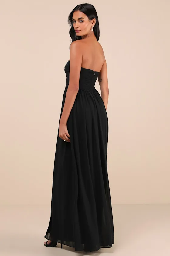 Luxe Favorite Black Strapless Ruched Maxi Dress sold by Lulus product image thumbnail 2