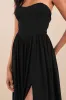 Luxe Favorite Black Strapless Ruched Maxi Dress sold by Lulus