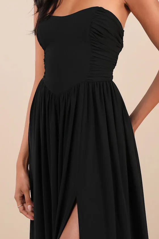 Luxe Favorite Black Strapless Ruched Maxi Dress sold by Lulus product image thumbnail 3