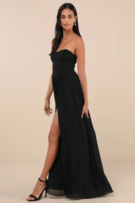 Luxe Favorite Black Strapless Ruched Maxi Dress sold by Lulus product image thumbnail 4