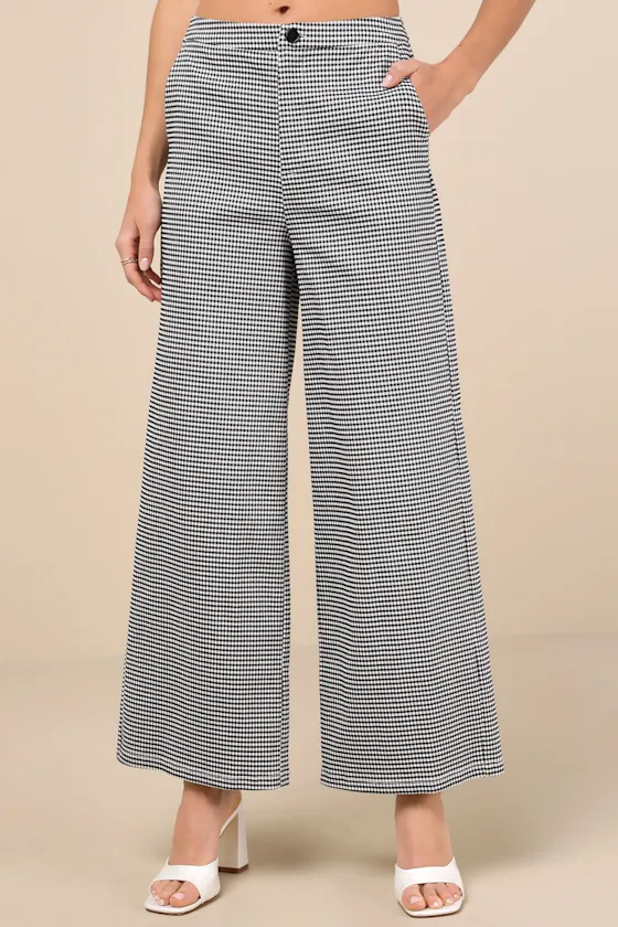 Erica Black and White Gingham Wide-Leg Pants sold by Lulus product image thumbnail 2