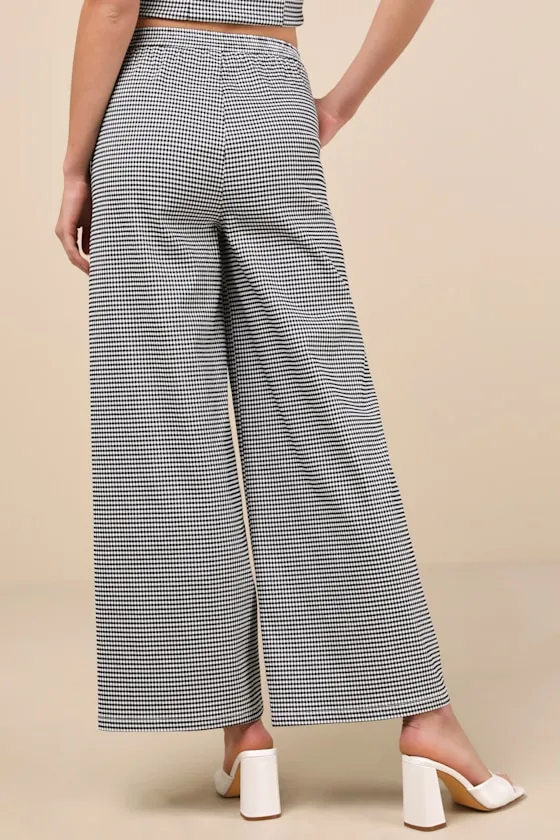 Erica Black and White Gingham Wide-Leg Pants sold by Lulus product image thumbnail 3