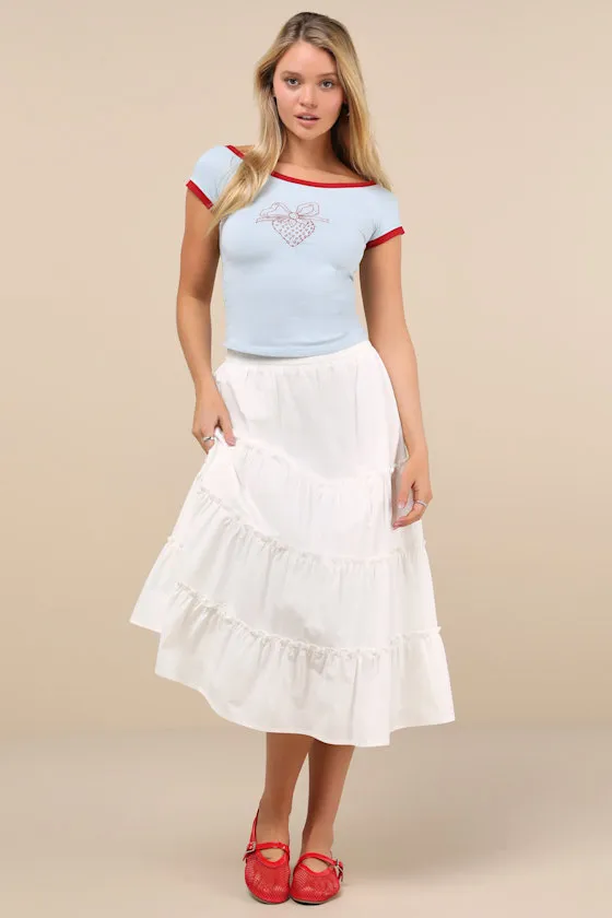 Bitha Light Blue Strawberry Graphic Tee sold by Lulus product image thumbnail 2