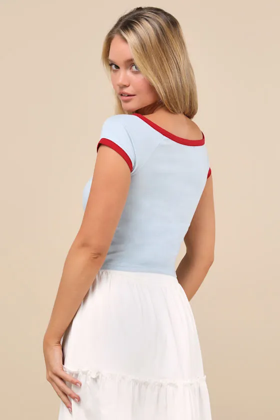 Bitha Light Blue Strawberry Graphic Tee sold by Lulus product image thumbnail 3