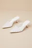 Antonia White Mesh Rhinestone Pointed-Toe Mule Pumps sold by Lulus