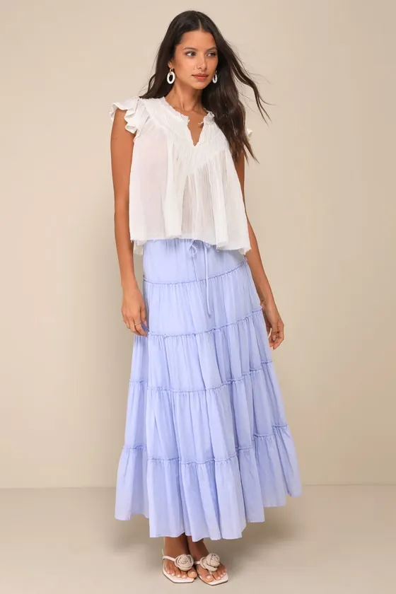 Compelling Babe Ivory Cotton Raw Hem Ruffled Flutter Sleeve Top sold by Lulus product image thumbnail 3