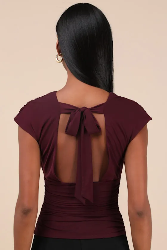 Cute Allure Plum Purple Mesh Backless Ruched Top sold by Lulus product image thumbnail 3