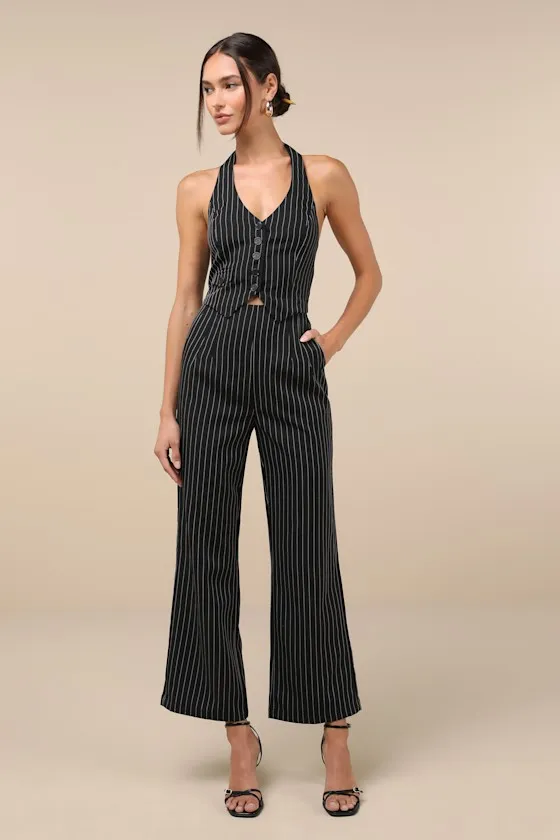 Pur-Suit of Chic Black and White Pinstripe Vest Top sold by Lulus product image thumbnail 3