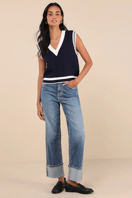 Eastside Medium Wash Distressed High-Rise Cuffed Denim Jeans sold by Lulus