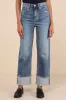 Eastside Medium Wash Distressed High-Rise Cuffed Denim Jeans sold by Lulus
