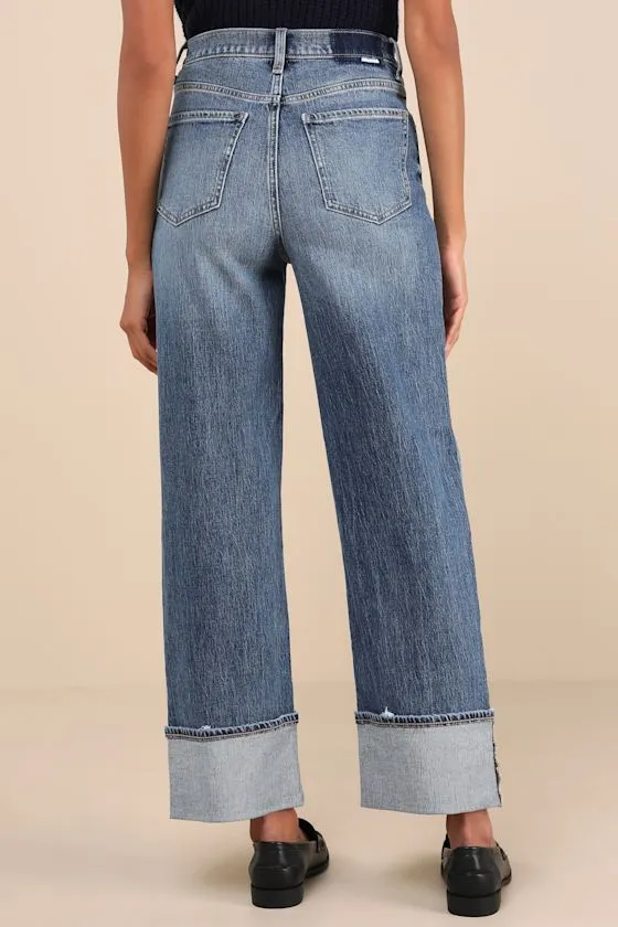 Eastside Medium Wash Distressed High-Rise Cuffed Denim Jeans sold by Lulus product image thumbnail 3