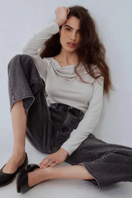 Modern Favorite Light Grey Ruched Long Sleeve Top sold by Lulus