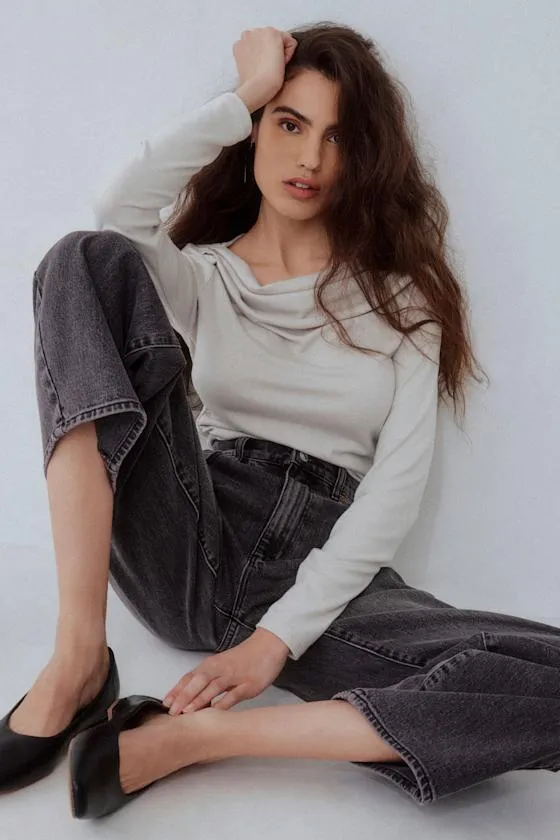 Modern Favorite Light Grey Ruched Long Sleeve Top sold by Lulus