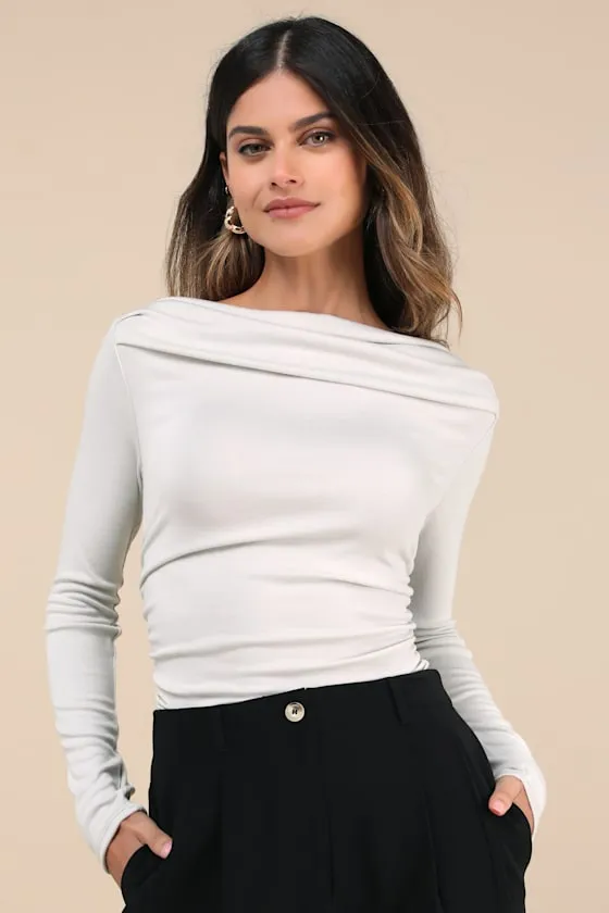 Modern Favorite Light Grey Ruched Long Sleeve Top sold by Lulus product image thumbnail 2