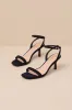 Ensley Black Suede Kitten Heel Ankle Strap Sandals sold by Lulus