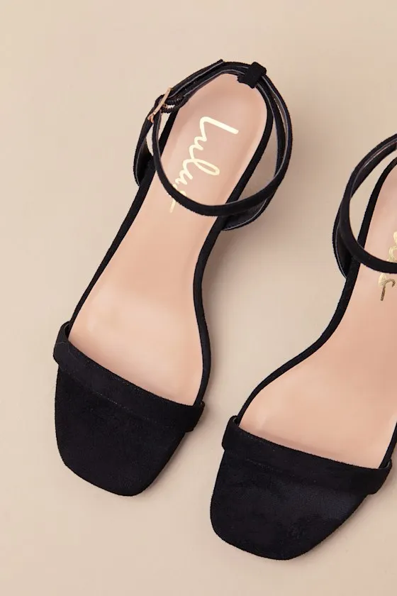 Ensley Black Suede Kitten Heel Ankle Strap Sandals sold by Lulus product image thumbnail 3