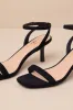 Ensley Black Suede Kitten Heel Ankle Strap Sandals sold by Lulus