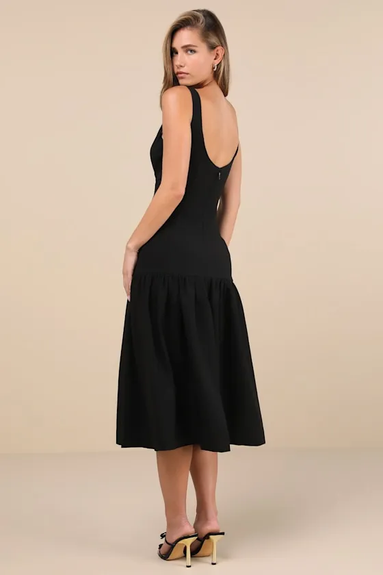 Elegant Influence Black Sleeveless Drop Waist Midi Dress sold by Lulus product image thumbnail 2