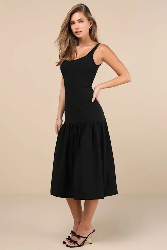 Elegant Influence Black Sleeveless Drop Waist Midi Dress sold by Lulus product image thumbnail 4
